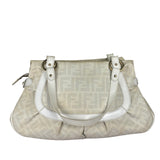 Fendi White Leather PVC Coated Zucca Spalmati Chef Shoulder Bag