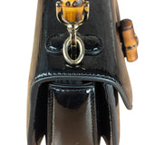 Gucci Bamboo Mini Top Handle Patent Leather Black