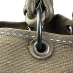 Bottega Venta Vintage Olive/Brown Canvas Large Shopper Shoulder Bag