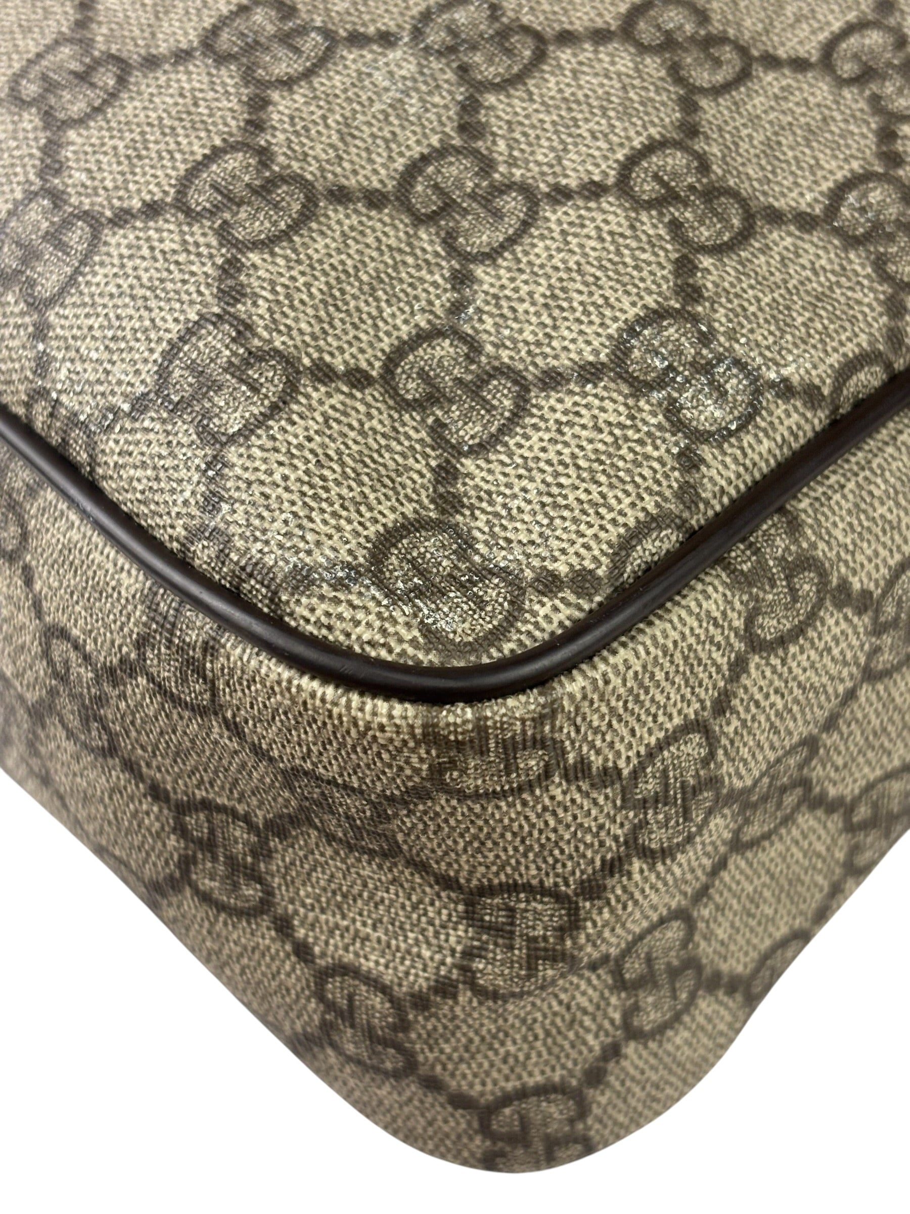 Gucci Brown Leather Trim Supreme Crossbody Bag