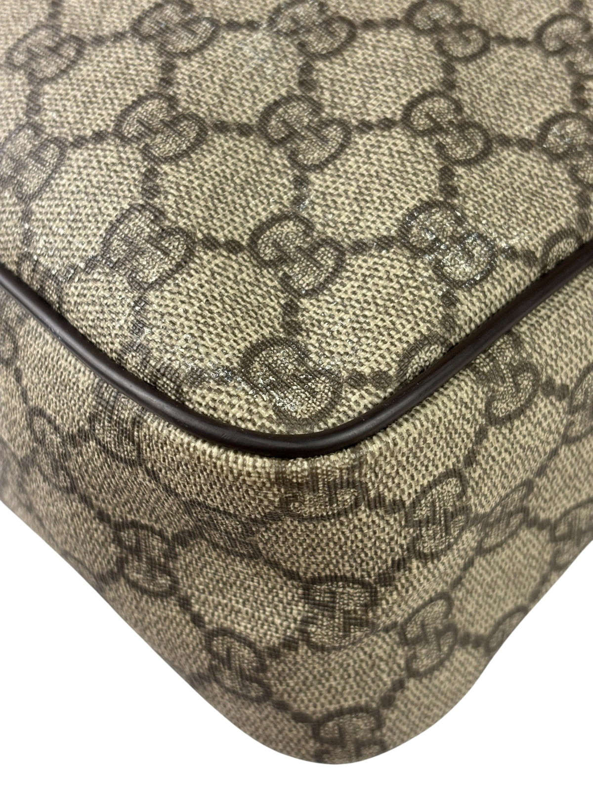 Gucci Brown Leather Trim Supreme Crossbody Bag