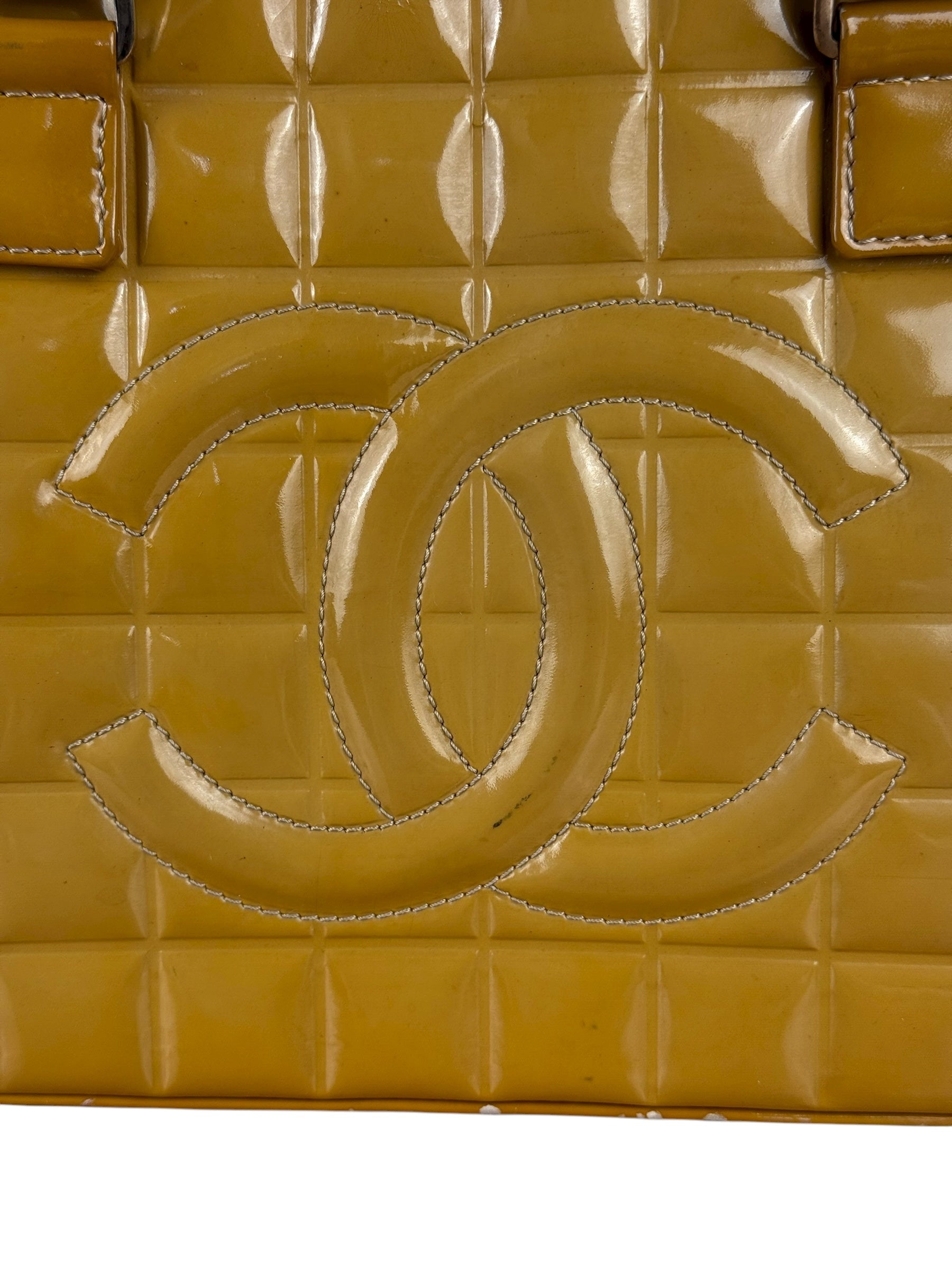 Chanel Vintage Patent Chocolate Bar Bowler Bag