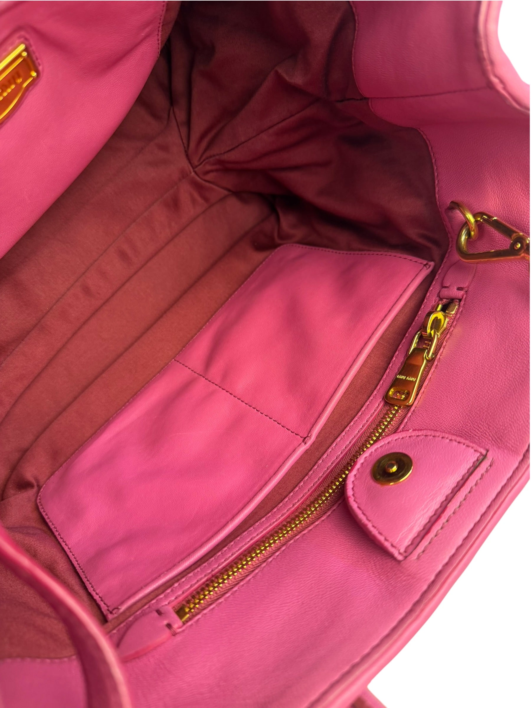 Miu Miu Pink Nappa Leather 2Way Tote Bag
