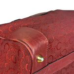 Celine Vintage Burgundy Macadam Print Mini Boston Handbag