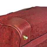 Celine Vintage Burgundy Macadam Print Mini Boston Handbag