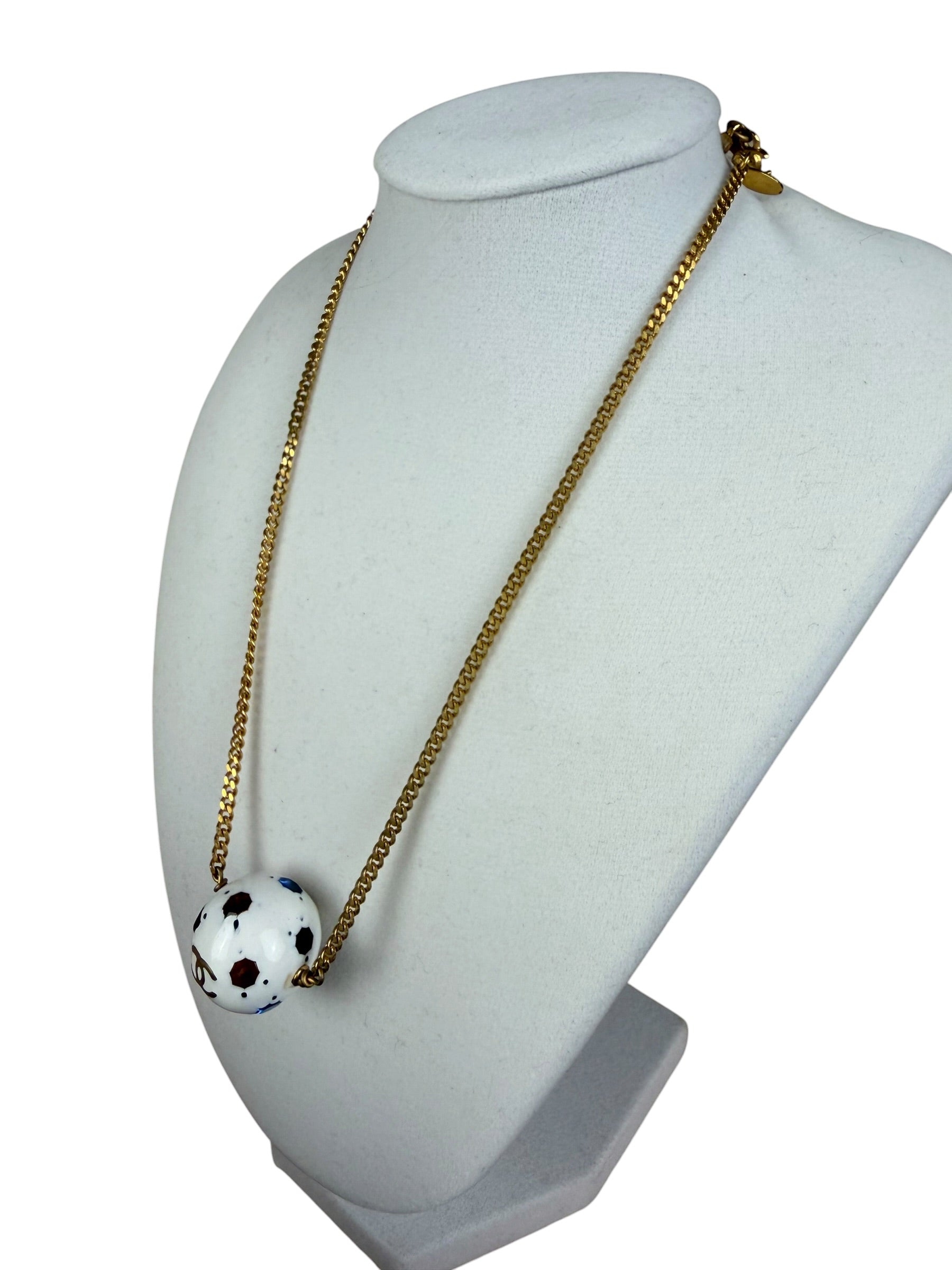 Chanel Vintage Spring Collections Soccer Ball Rhinestone Charm Necklace 04S 2004