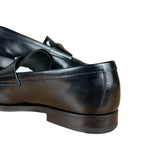 Prada Black Leather Triangle Logo Loafers