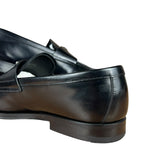 Prada Black Leather Triangle Logo Loafers