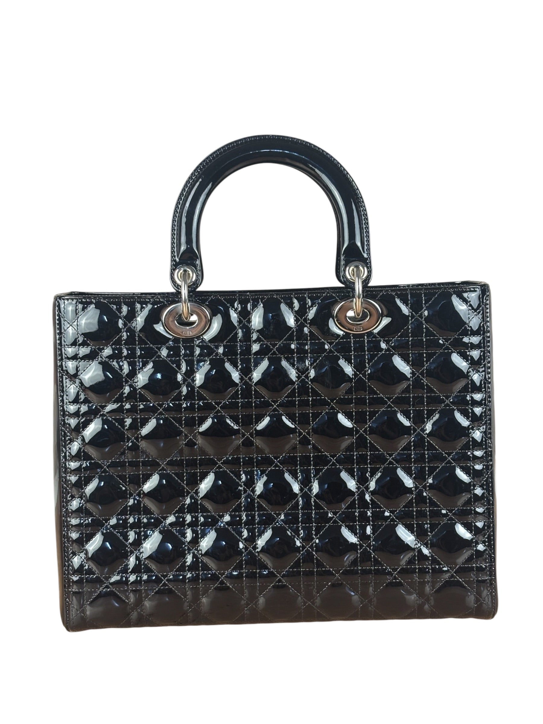 Christian Dior Black Cannage Quilted Leather Medium Lady Dior Handbag