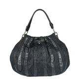 Prada Black Tessuto Nylon/Leather Trim Waves Hobo Bag