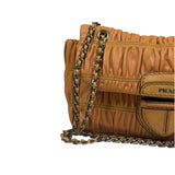 Prada Vintage Brown Nappa Leather Gaufre Shoulder Bag