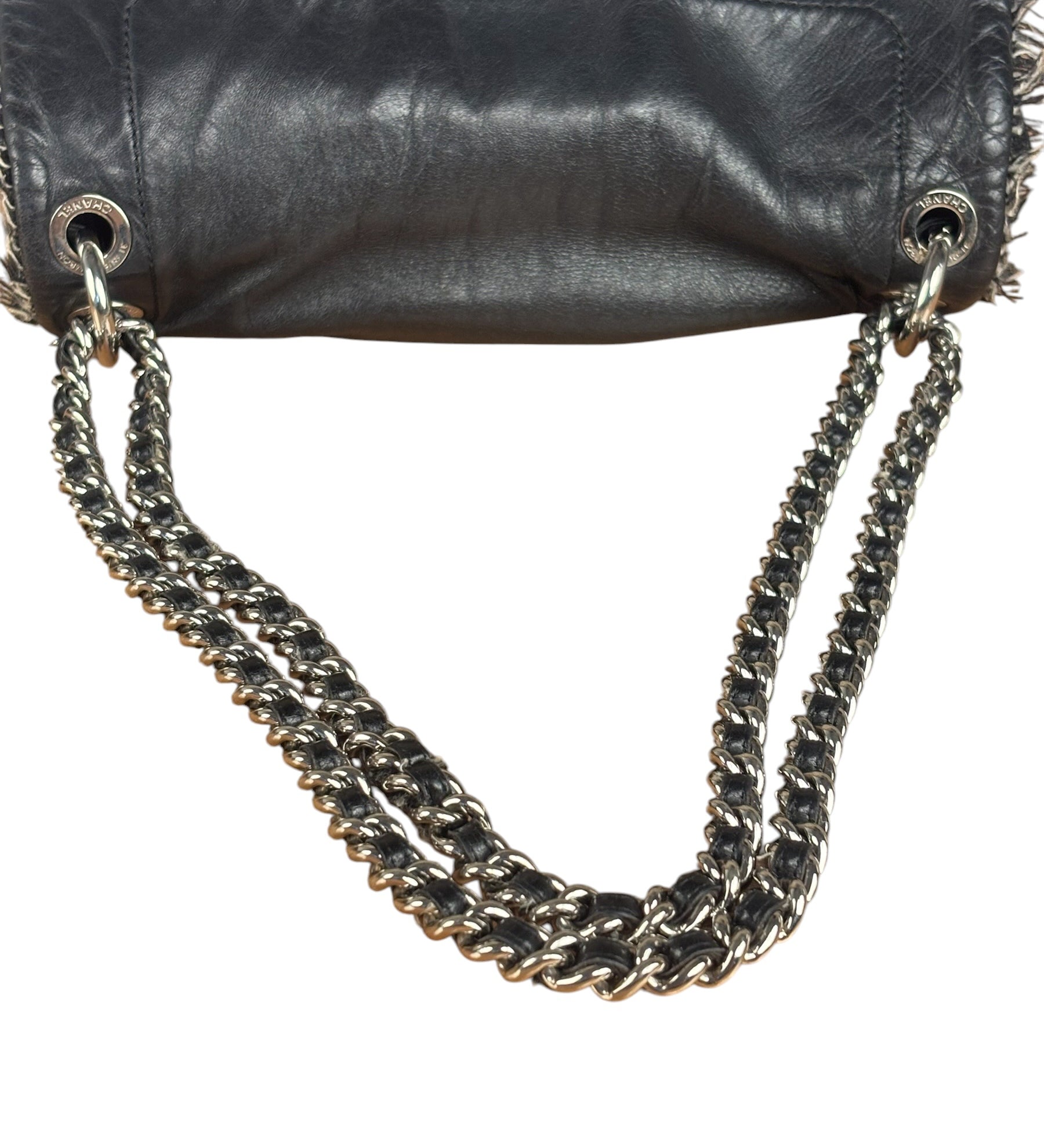 Chanel Black Classic Flap Tweed Shoulder Bag 2010
