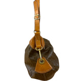 Celine Vintage Macadam Canvas Leather Trim Shoulder Bag