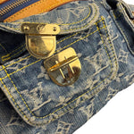 Louis Vuitton Vintage Denim Leather Trim Monogram Baggy Hobo Bag PM