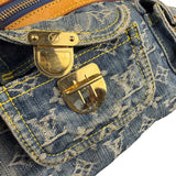 Louis Vuitton Vintage Denim Leather Trim Monogram Baggy Hobo Bag PM