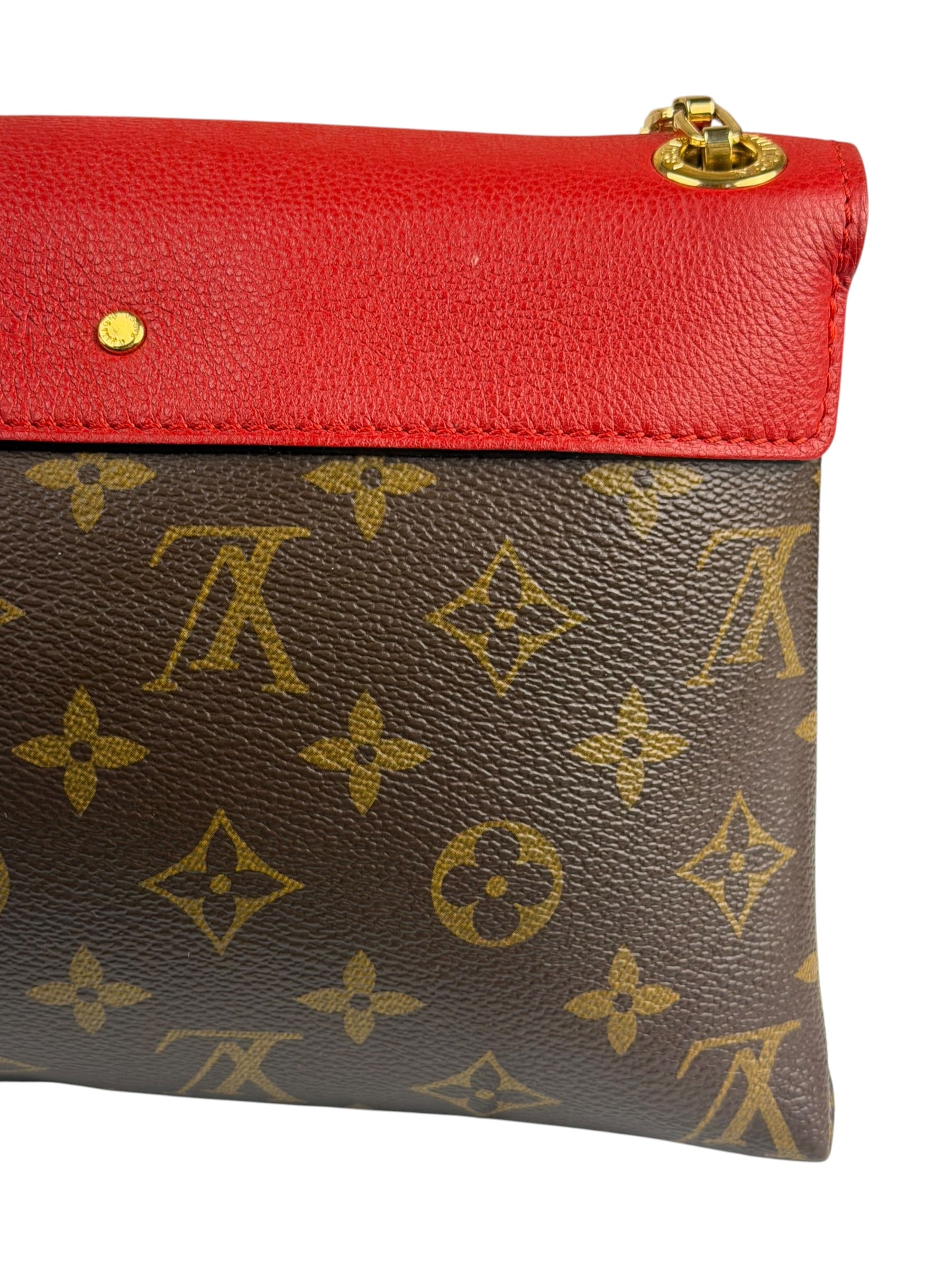 Louis Vuitton LV Monogram Red Leather Pallas Chain Bag