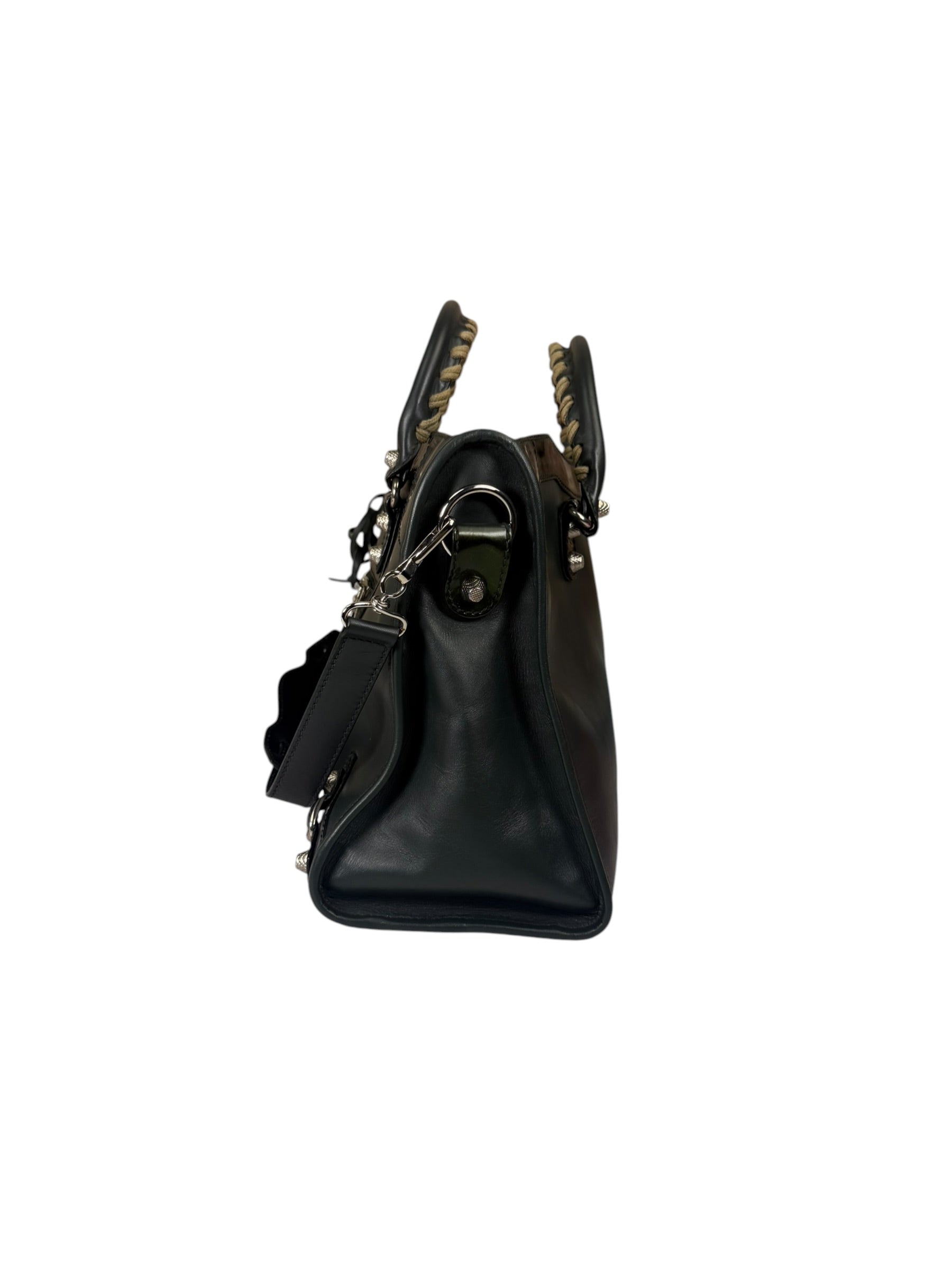 Balenciaga Green Calfskin Metallic Trim Giant 12 City Bag