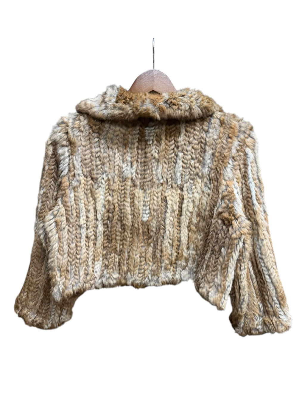 Vintage Natural Beauty Basic Mixed Woven Rabbit Fur Coat