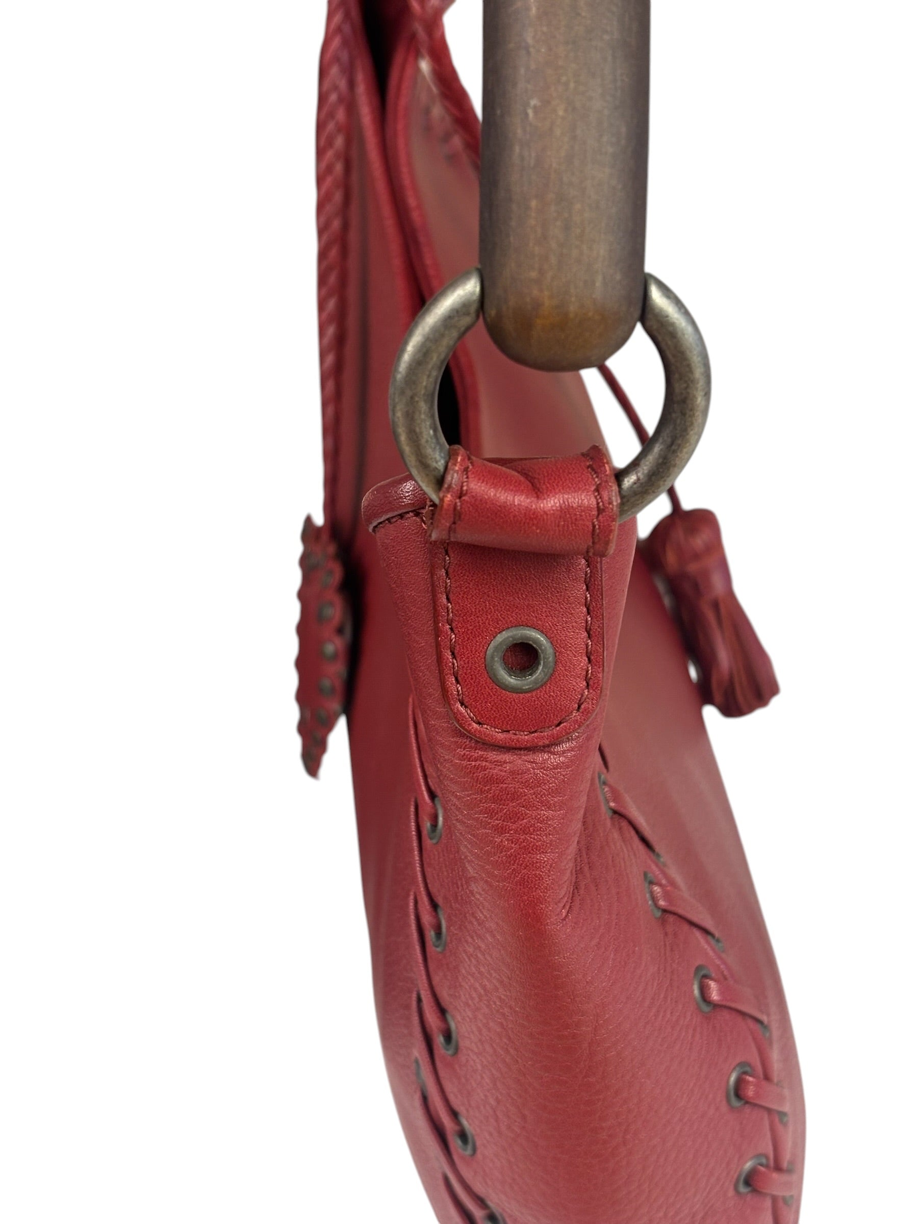Christian Dior Red Leather Ethnic Hobo Bag