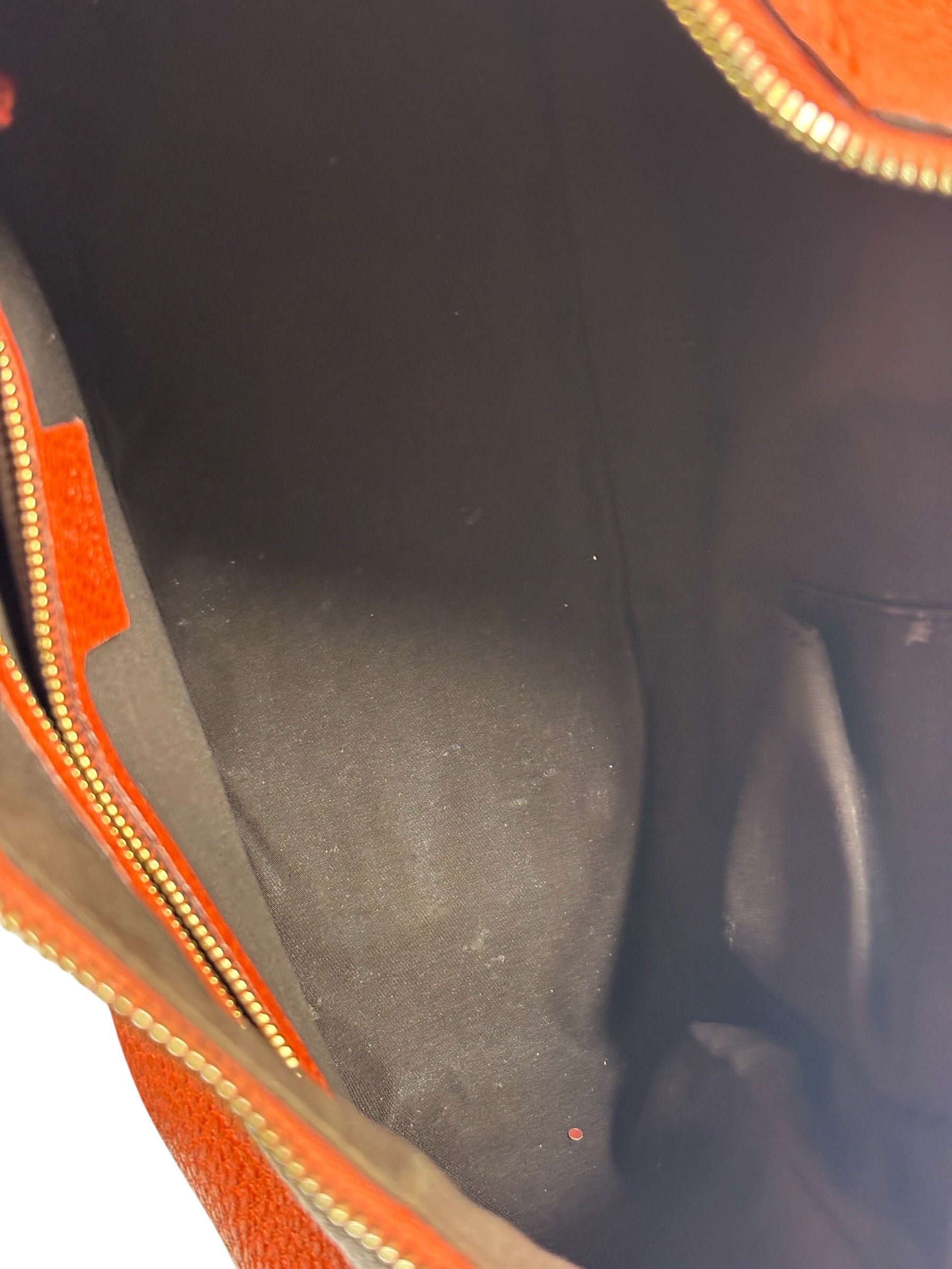 Gucci Orange Pebbled Leather Bamboo Top Handle Hobo Bag