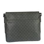 Gucci Grey/Black Leather GG Supreme Messenger Bag