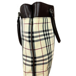 Burberry Leather Trim Nova Check Tote Bag