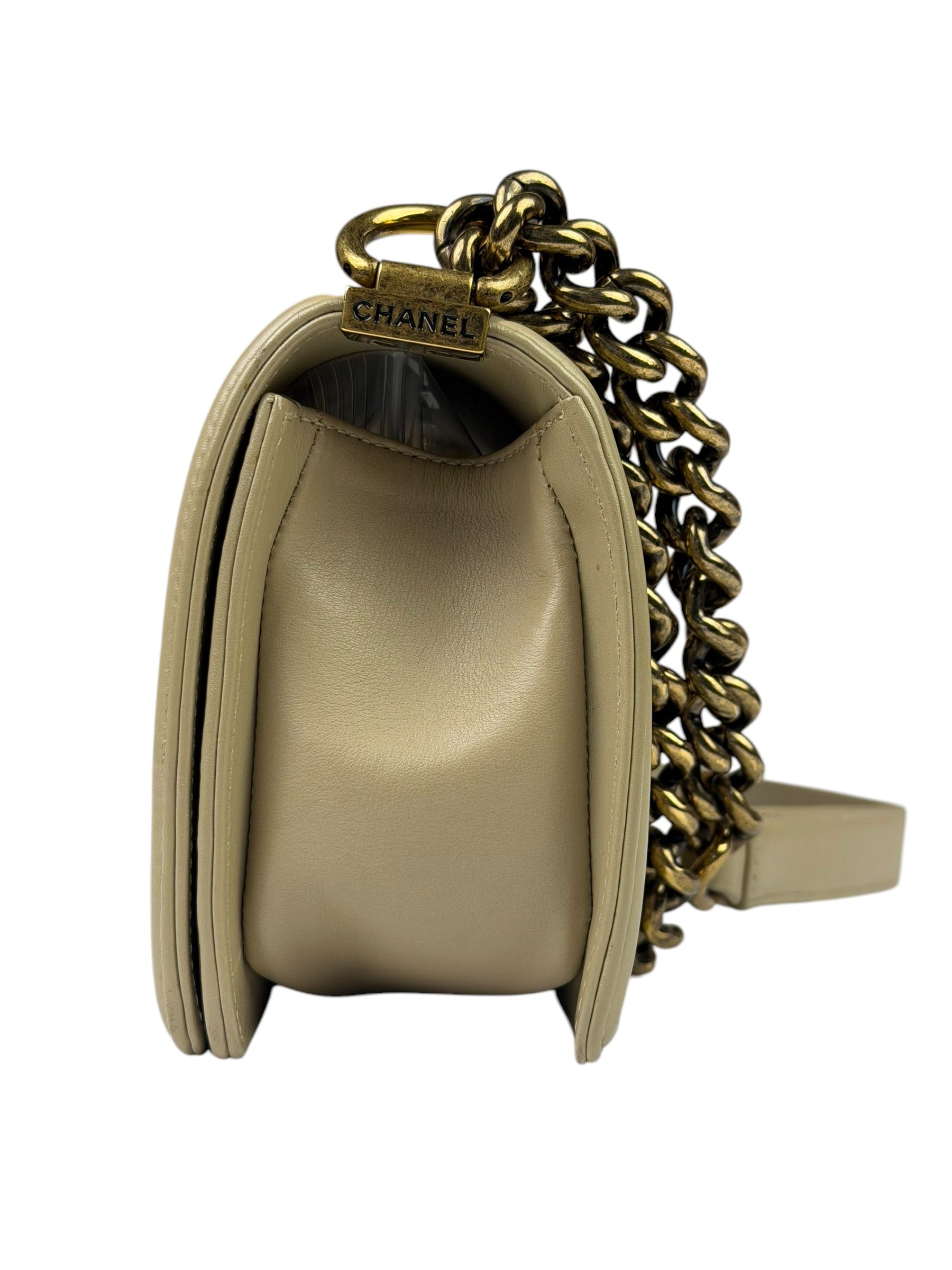 Chanel Beige Leather Boy Stingray Flap Bag 2013