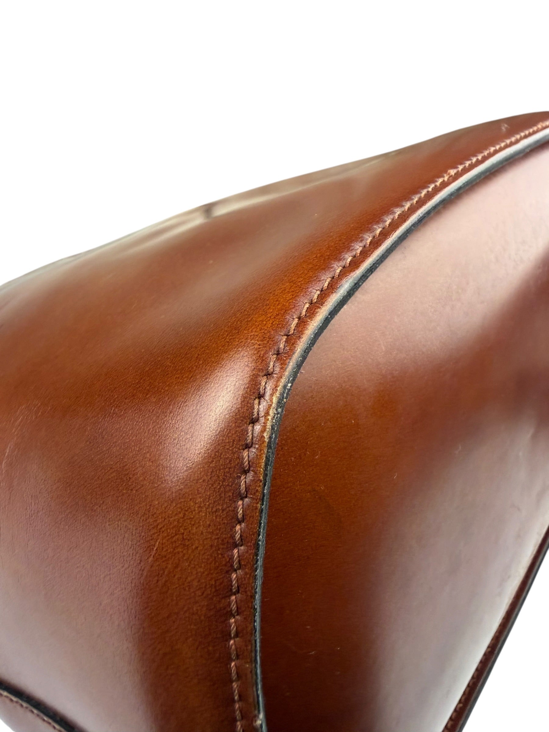 Celine Vintage Brown Leather Cinch Bucket Crossbody Bag