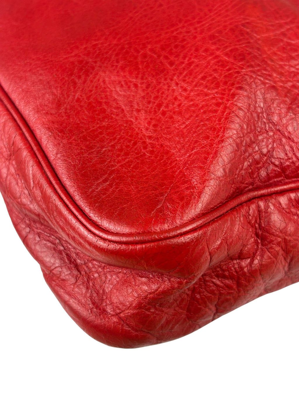 Balenciaga Red Lambskin Motor Cycle Crossbody Bag