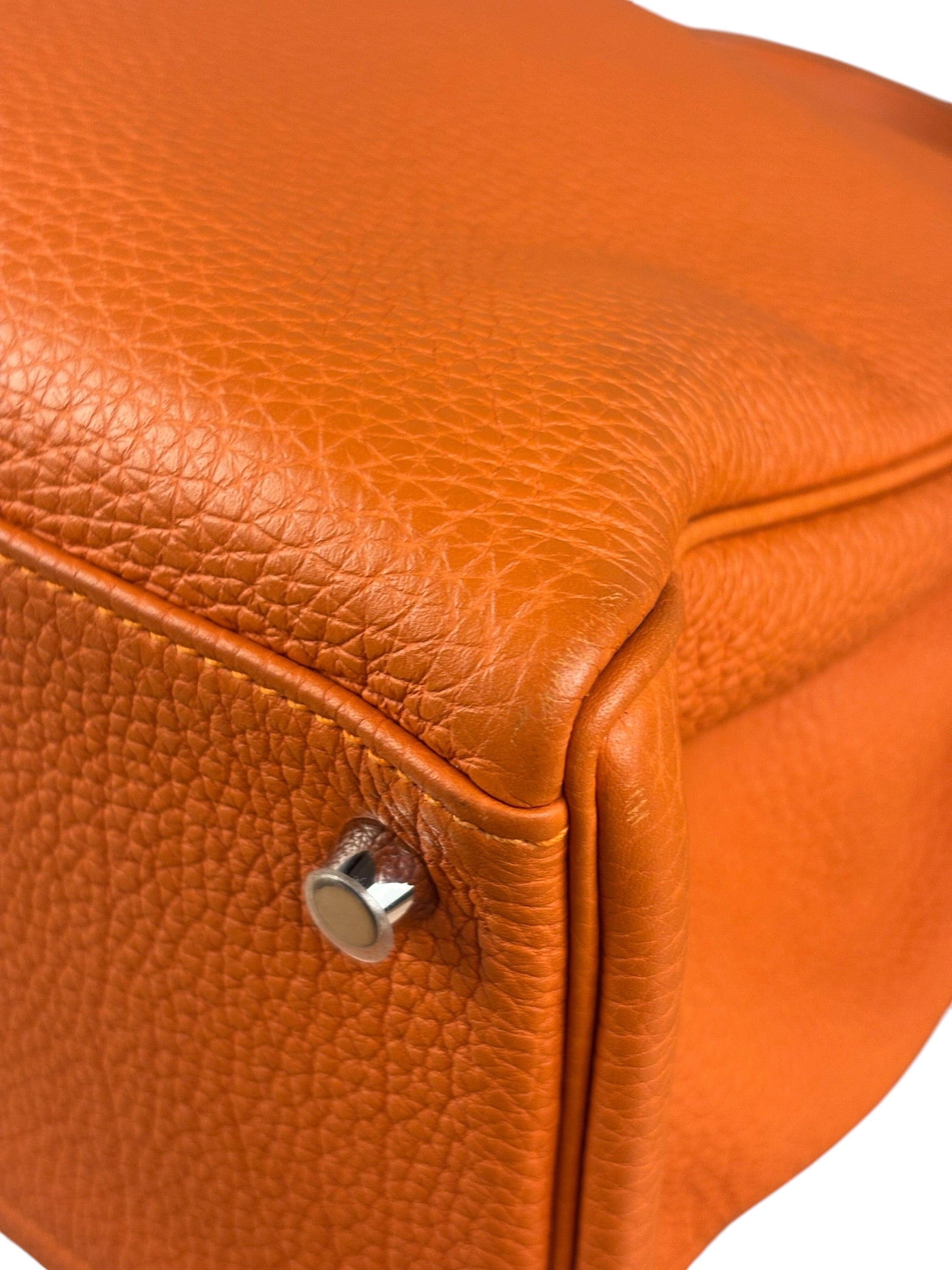 Hermes 2011 Orange Togo Leather Palladium Kelly 35