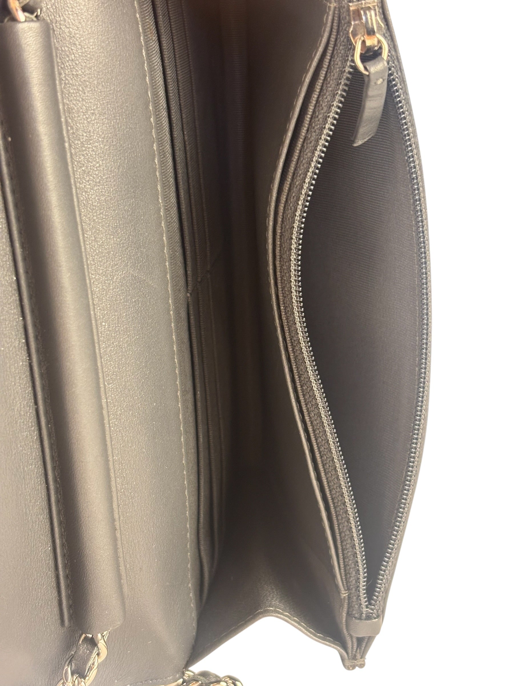 Chanel Grey Quilted Patent Leather Wallet-On-Chain 2012