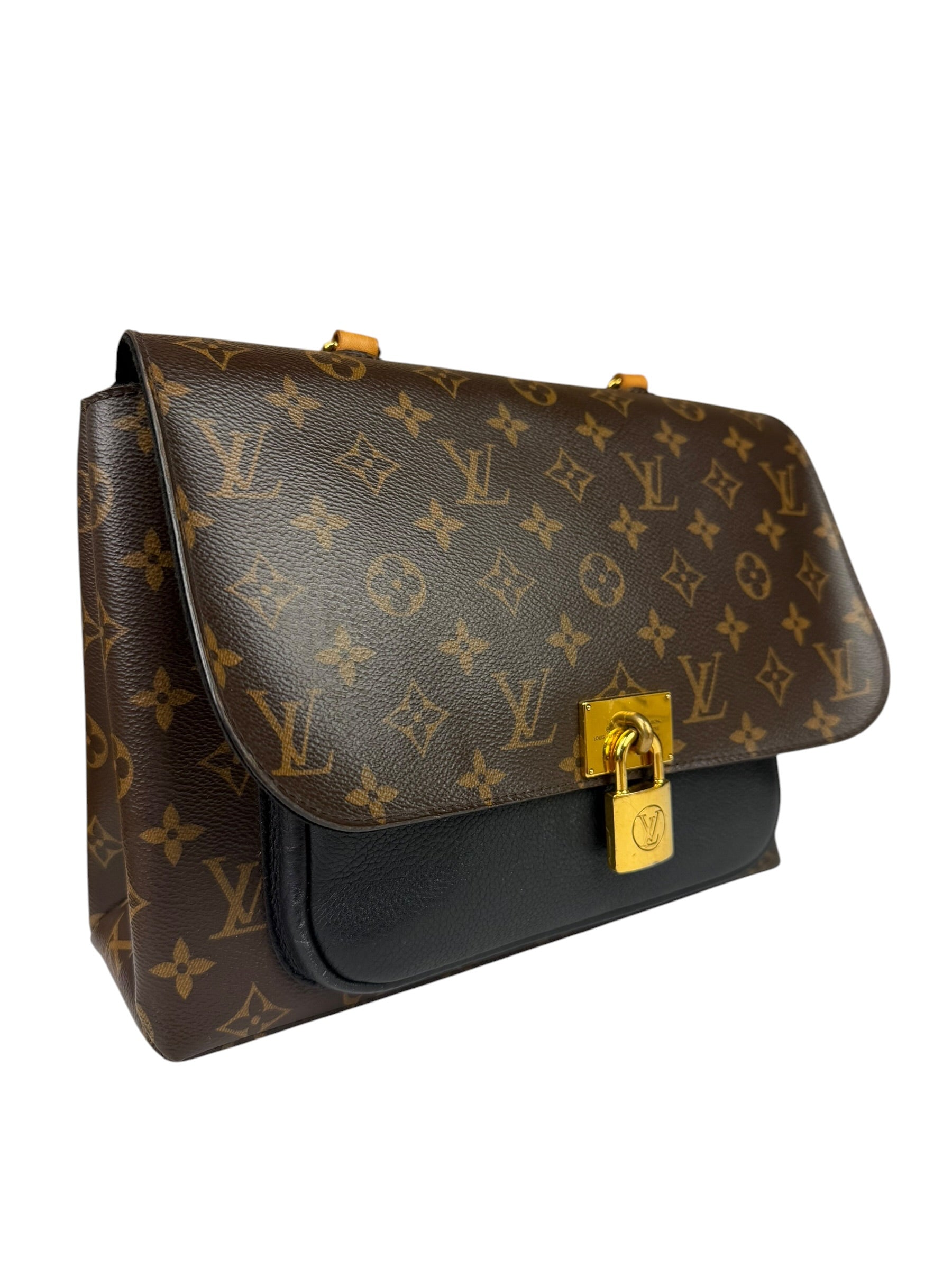 Louis Vuitton Black Leather/ Monogram Marignan 2Way Bag