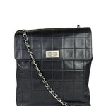 Chanel Black Lambskin Chocolate Bar Quilted Chain Shoulder Bag 2000