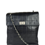 Chanel Black Lambskin Chocolate Bar Quilted Chain Shoulder Bag 2000