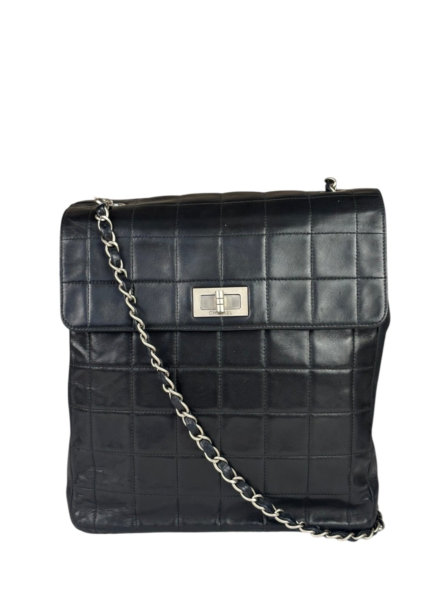 Chanel Black Lambskin Chocolate Bar Quilted Chain Shoulder Bag 2000