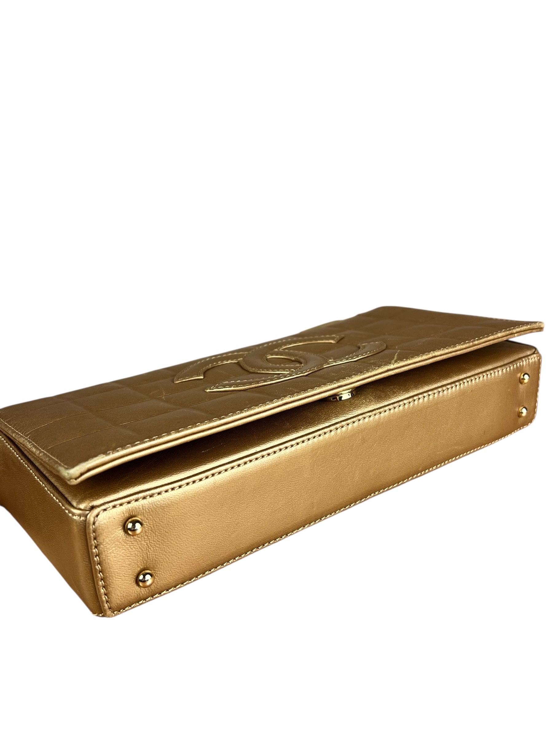 Chanel Gold Leather East West Shoulder Bag 2001