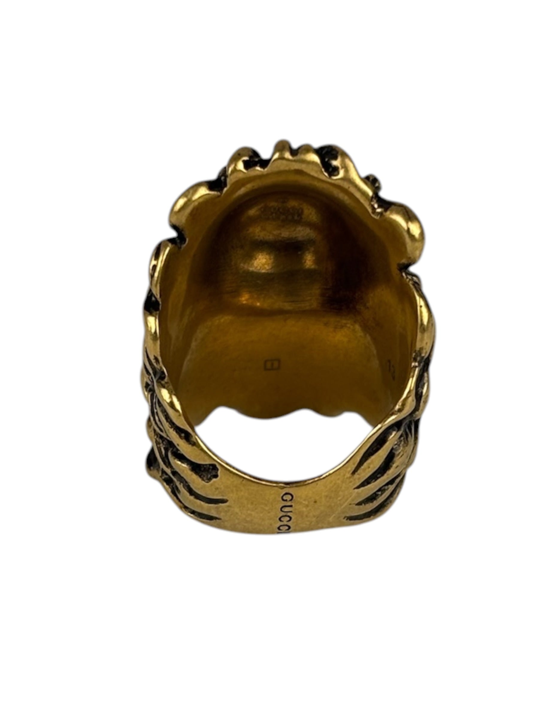 Gucci Lion Head Blue Crystal Ring