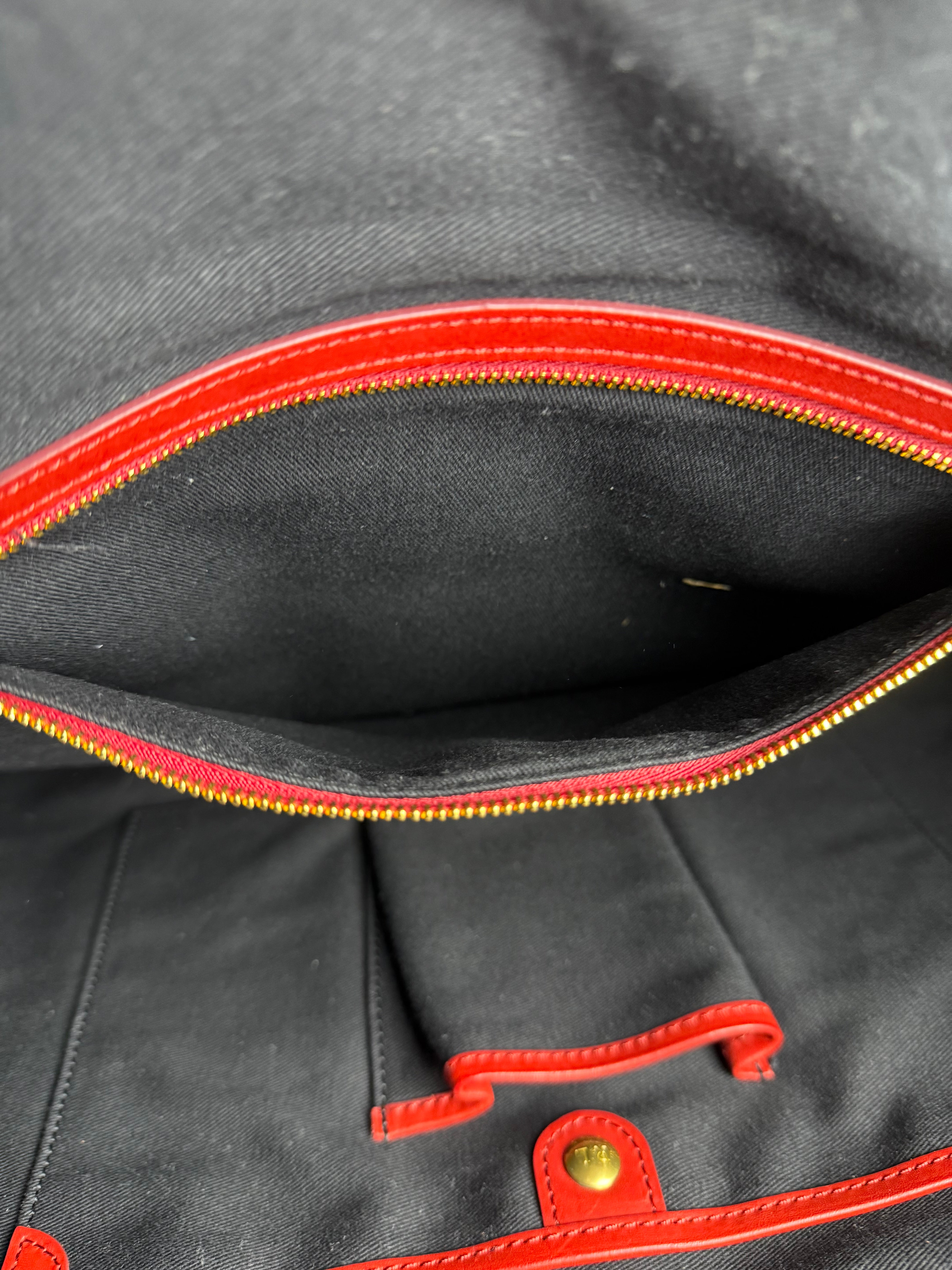 Polo Ralph Lauren Red Woven Leather Tote