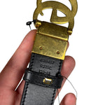 Gucci Belt Reversible GG Supreme/Black Gold Toned Hardware
