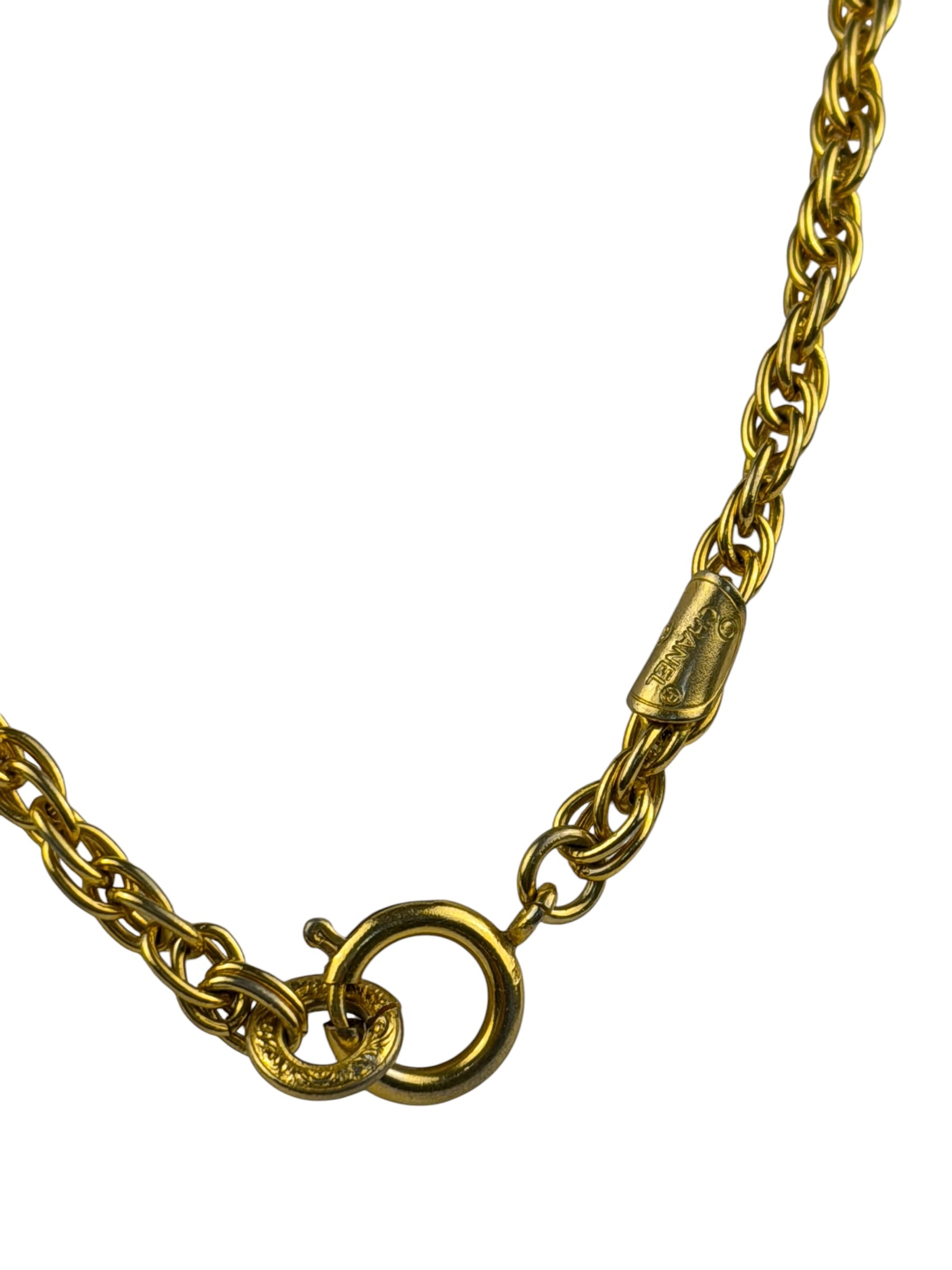 Chanel Vintage CC Gold-Plated Pendant Costume Necklace