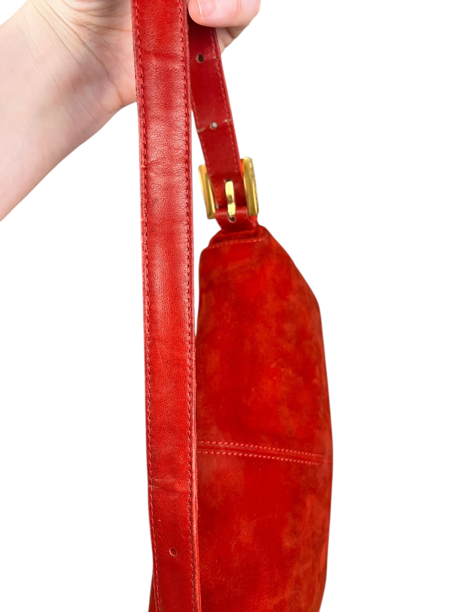 Fendi Baguette Red Suede