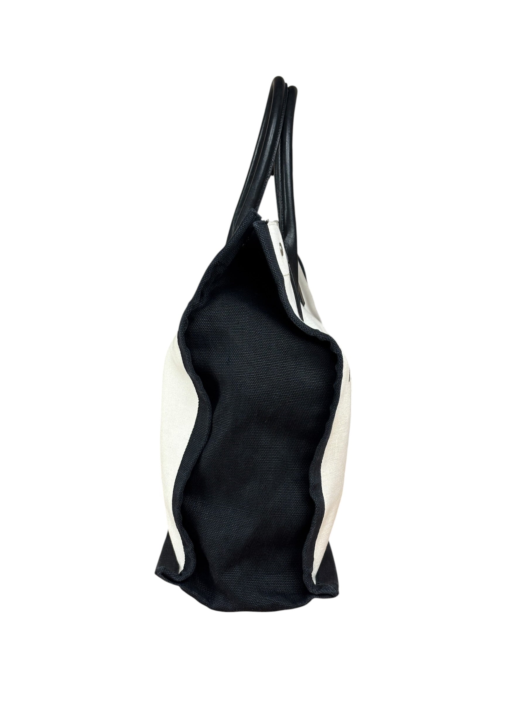 Saint Laurent Beige/Black Rive Gauche Canvas Tote Bag