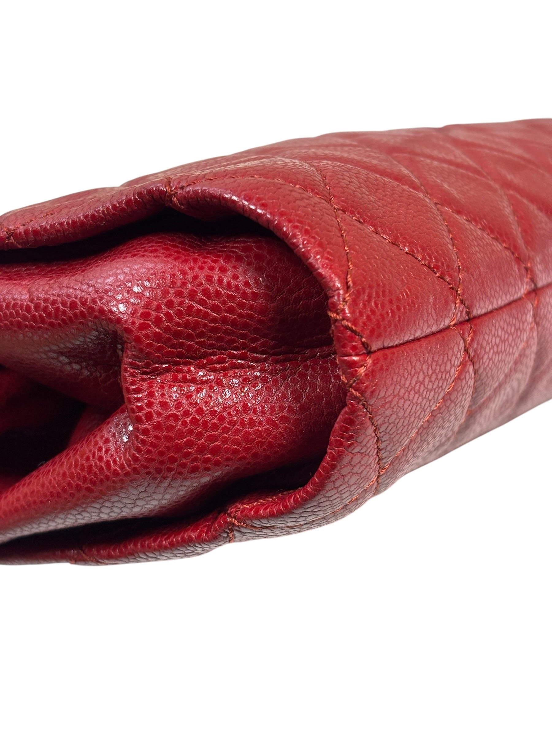 Chanel Red Caviar Quilted Frame Clutch 2012