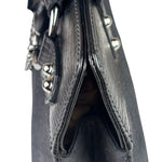 Gucci Black Leather Trim GG Horsebit Chain Shoulder Bag