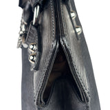 Gucci Black Leather Trim GG Horsebit Chain Shoulder Bag