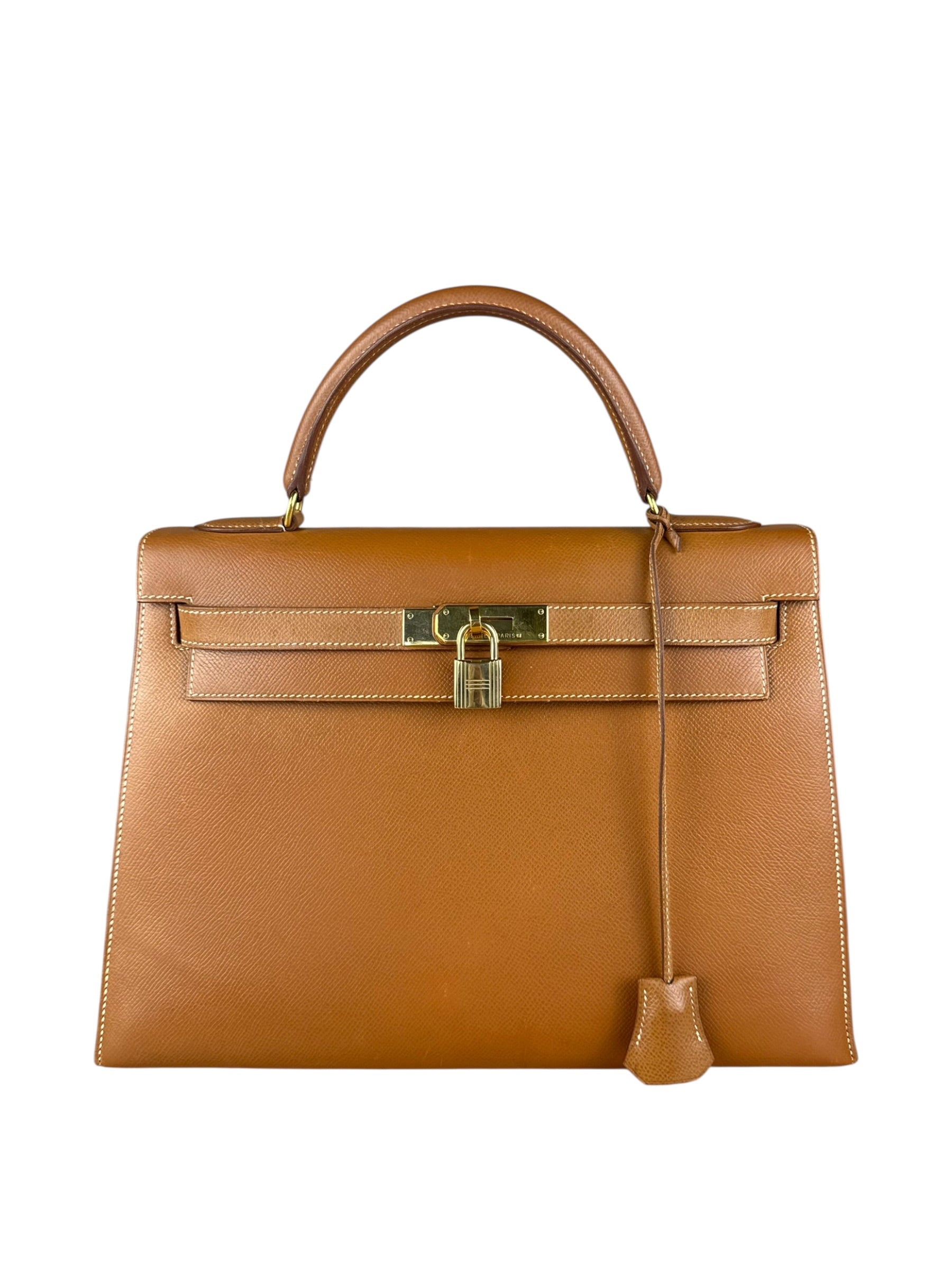 Hermes Kelly 32 Sellier Epsom Gold Handbag 1995