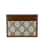 Gucci Brown Leather Trim GG Supreme Card Holder
