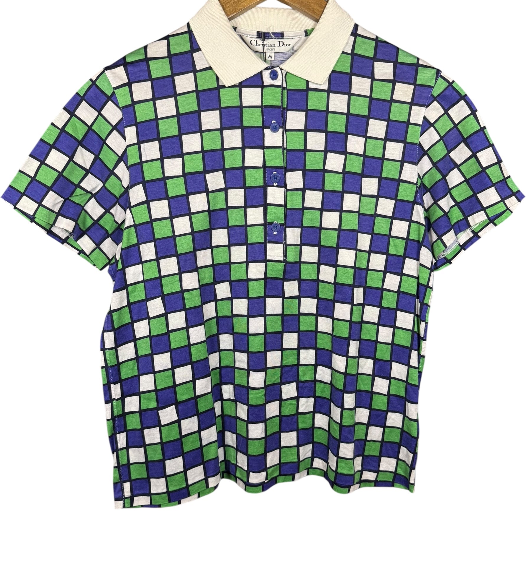 Dior Vintage Checkered Button-Up Polo
