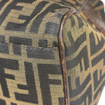 Fendi Vintage Brown Leather Trim Zucca De Jour Media Tote