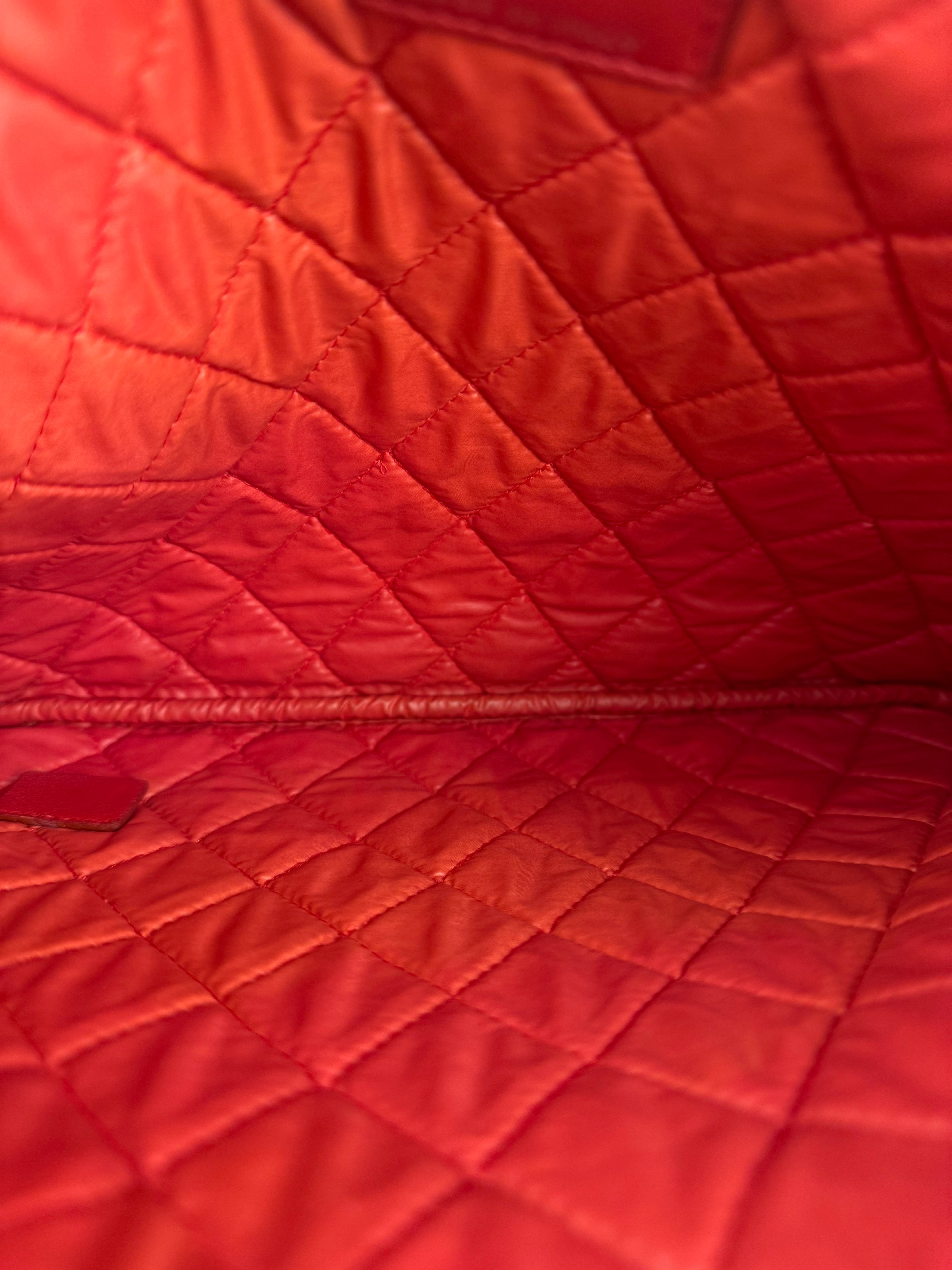 Chanel Vintage Red Leather Classics O-Case Clutch 1992